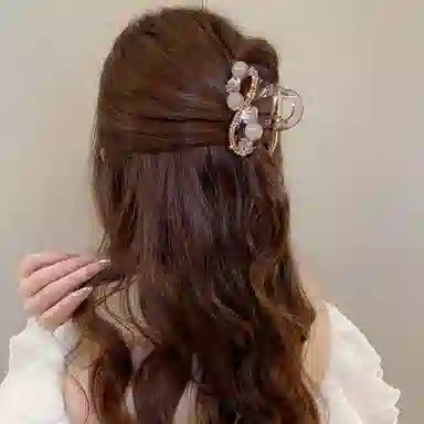 如花梦 韩版花朵中号后脑勺半扎发 亚克力 发夹 女款