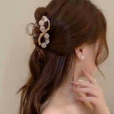 如花梦 韩版花朵中号后脑勺半扎发 亚克力 发夹 女款