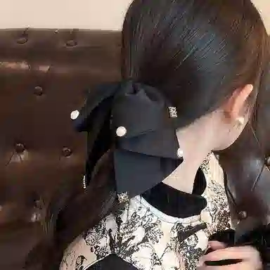 简应舒 轻奢蝴蝶结后脑勺精致半发 缎面 亚克力 发夹 女款