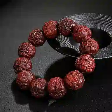 木盛缘 八方来财诸事顺利小叶佛珠男朋友圣诞元旦招财纳福护身符转运吞金兽貔貅生日礼盒款 紫檀属 好运手串 男款