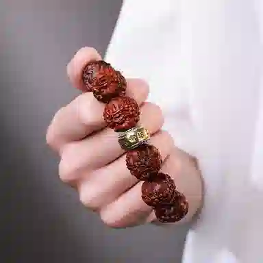 木盛缘 八方来财诸事顺利小叶佛珠男朋友圣诞元旦招财纳福护身符转运吞金兽貔貅生日礼盒款 紫檀属 好运手串 男款