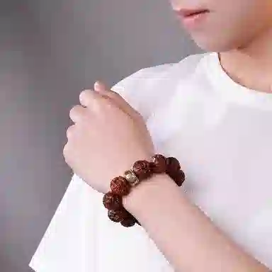 木盛缘 八方来财诸事顺利小叶佛珠男朋友圣诞元旦招财纳福护身符转运吞金兽貔貅生日礼盒款 紫檀属 好运手串 男款