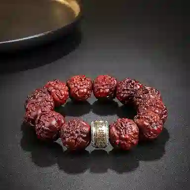 木盛缘 八方来财诸事顺利小叶佛珠男朋友圣诞元旦招财纳福护身符转运吞金兽貔貅生日礼盒款 紫檀属 好运手串 男款