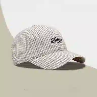 钓鱼熊 春天薄款格子时尚字母刺绣休闲百搭软顶品质 棉 鸭舌帽 男女同款情侣款