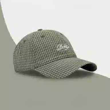 钓鱼熊 春天薄款格子时尚字母刺绣休闲百搭软顶品质 棉 鸭舌帽 男女同款情侣款