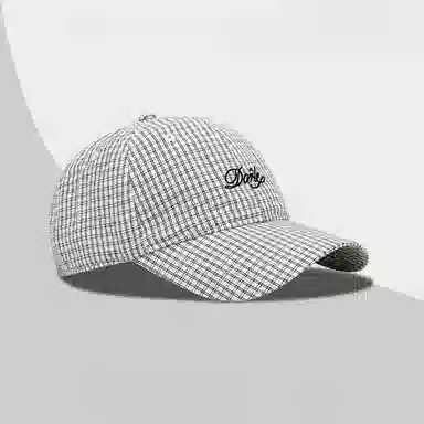 钓鱼熊 春天薄款格子时尚字母刺绣休闲百搭软顶品质 棉 鸭舌帽 男女同款情侣款