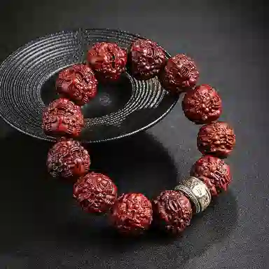 木盛缘 八方来财诸事顺利小叶佛珠男朋友圣诞元旦招财纳福护身符转运吞金兽貔貅生日礼盒款 紫檀属 好运手串 男款