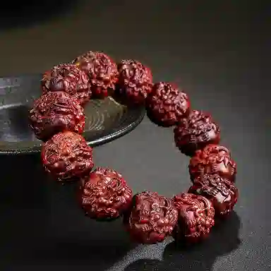 木盛缘 八方来财诸事顺利小叶佛珠男朋友圣诞元旦招财纳福护身符转运吞金兽貔貅生日礼盒款 紫檀属 好运手串 男款