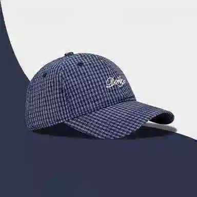 钓鱼熊 春天薄款格子时尚字母刺绣休闲百搭软顶品质 棉 鸭舌帽 男女同款情侣款