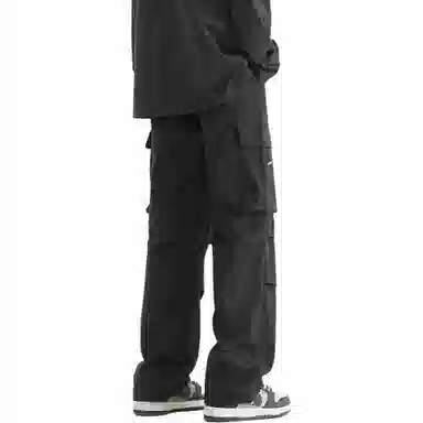 王者荣耀 鲁班七号星空梦想款 纯色简约基础通勤百搭褶皱设计垂感直筒速干伞兵工装裤多口袋长裤刺绣标宽松休闲裤 男女同款