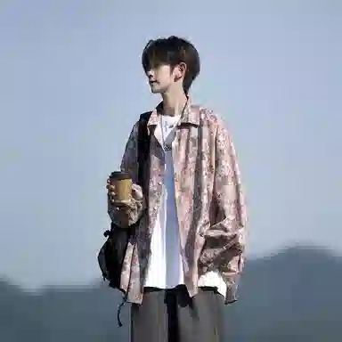 轻迎 宽松简约大码港风长袖衬衫 男款