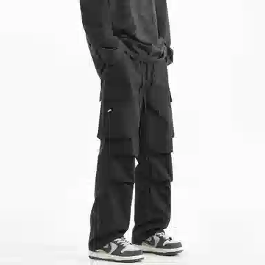 王者荣耀 鲁班七号星空梦想款 纯色简约基础通勤百搭褶皱设计垂感直筒速干伞兵工装裤多口袋长裤刺绣标宽松休闲裤 男女同款