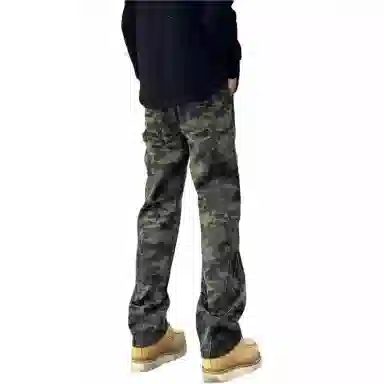 物质公式 迷彩美式重工复古直筒拼接中腰阔腿高街工装长裤百搭通勤户外挺括显高基础款大口袋工装裤牛仔裤 男女同款