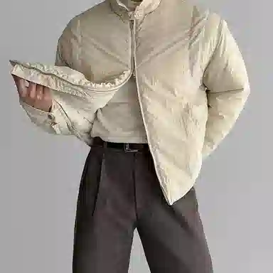 我是大卫 韩版棉衣夹克外套冬季宽松保暖情侣纯色时尚加厚立领防寒棉服 男女同款 黄杏色