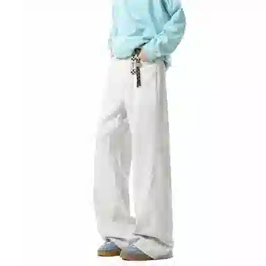 大卫贝肯 美式复古高街百搭牛仔裤 男女同款 脏脏白