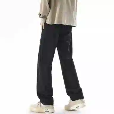 大卫贝肯 美式高街基础款纯色简约百搭宽松舒适复古休闲直筒牛仔裤 男女同款 黑色