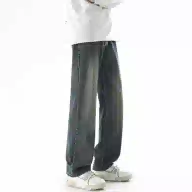 大卫贝肯 美式高街基础款纯色简约百搭宽松舒适复古休闲直筒牛仔裤 男女同款 黑色