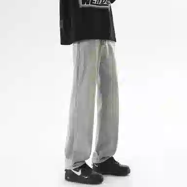 大卫贝肯 美式高街基础款纯色简约百搭宽松舒适复古休闲直筒牛仔裤 男女同款 黑色