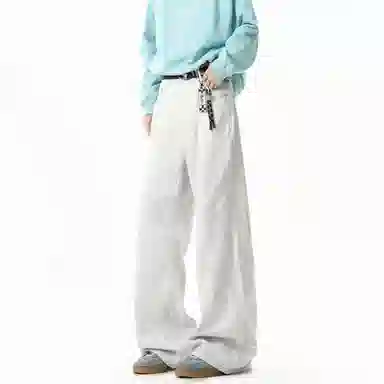 大卫贝肯 美式复古高街百搭牛仔裤 男女同款 脏脏白