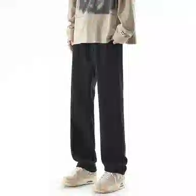 大卫贝肯 美式高街基础款纯色简约百搭宽松舒适复古休闲直筒牛仔裤 男女同款 黑色