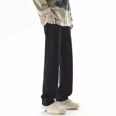 大卫贝肯 美式高街基础款纯色简约百搭宽松舒适复古休闲直筒牛仔裤 男女同款 黑色