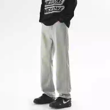 大卫贝肯 美式高街基础款纯色简约百搭宽松舒适复古休闲直筒牛仔裤 男女同款 黑色