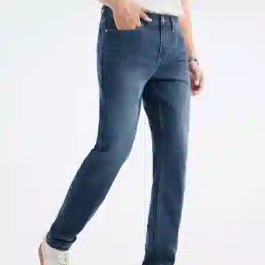 九牧王男裤专家 新凉感系列 百搭舒适微弹修身牛仔裤 男款 藏青