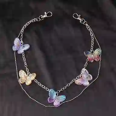 浪莎 潮街复古双层蝴蝶甜美嘻哈圆珠挂链腰带配饰 礼盒装 合金 裤链 女款