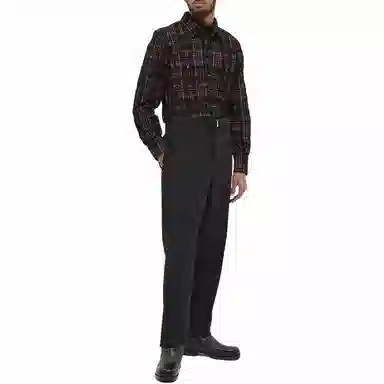 Saint Laurent FW21 Western Plaid Corduroy Shirt Black