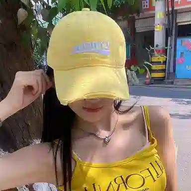 浪莎 美式复古字母刺绣破洞春夏季防晒遮阳宽帽檐休闲百搭大头围显脸小 棉 鸭舌帽 男女同款情侣款
