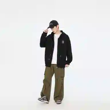 王者荣耀 鲁班七号星空梦想款 美式复古创意字母涂鸦简约落肩长袖休闲宽松多巴胺连帽夹克外套 男女同款