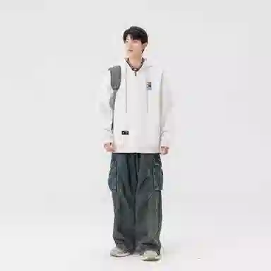 王者荣耀 鲁班七号星空梦想款 美式复古创意字母涂鸦简约落肩长袖休闲宽松多巴胺连帽夹克外套 男女同款