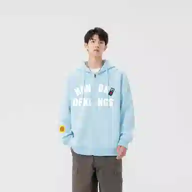 王者荣耀 美式复古创意字母涂鸦设计简约休闲宽松多巴胺连帽夹克外套 男女同款