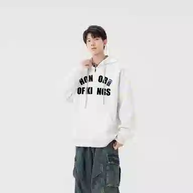 王者荣耀 美式复古创意字母涂鸦设计简约休闲宽松多巴胺连帽夹克外套 男女同款