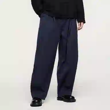 膨胀潮牌 弹力褶皱阔腿宽松纯色复古舒适百搭休闲裤 男女同款