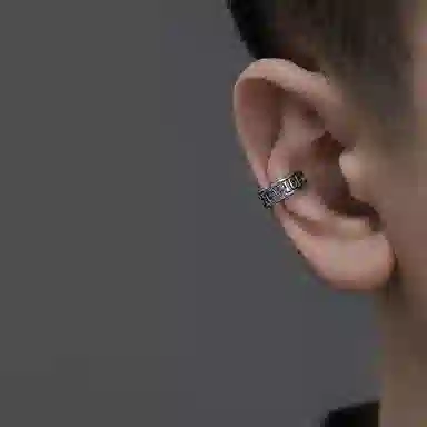 素 好运英文耳饰 无耳洞中性小众高级感复古百搭冷淡风饰品 合金 耳夹 女款