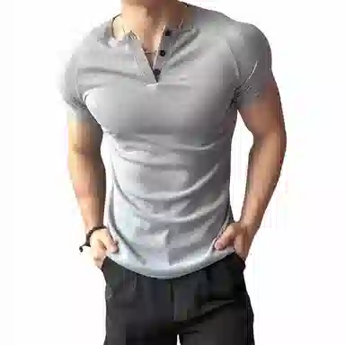 黑马漫画 圆领纯色透气学院风健身小领口短袖背心 男女同款