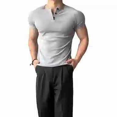 黑马漫画 圆领纯色透气学院风健身小领口短袖背心 男女同款