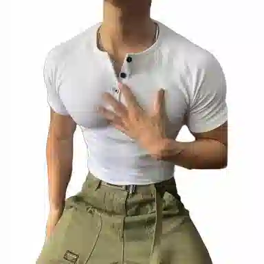 黑马漫画 圆领纯色透气学院风健身小领口短袖背心 男女同款