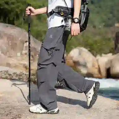 稻草人 美式高街潮流复古系带无性别主义凉感速干亲肤舒适防紫外线高级感纯色简约时尚大口袋通勤户外耐磨机能休闲工装裤 男女同款