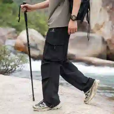 稻草人 美式高街潮流复古系带无性别主义凉感速干亲肤舒适防紫外线高级感纯色简约时尚大口袋通勤户外耐磨机能休闲工装裤 男女同款