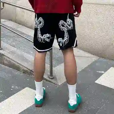 MIRACLE KILL SS25 Snake Skull Print Shorts Black