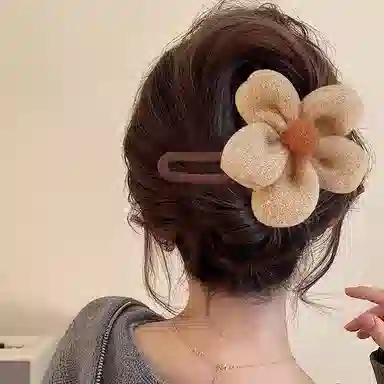 蒙妮 针织毛绒花朵 布料 抓夹发夹 男女同款情侣款