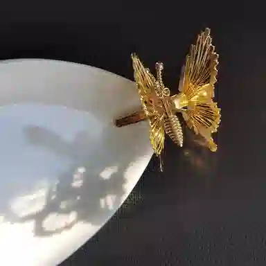 如花梦 古装蝴蝶颤枝日常发饰韩式边夹汉服森系头饰弹簧 合金 发夹 女款