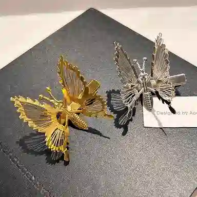 如花梦 古装蝴蝶颤枝日常发饰韩式边夹汉服森系头饰弹簧 合金 发夹 女款