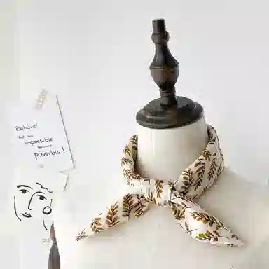 优幽兰 复古法式百搭高级感护颈小方巾韩版减龄气质小众设计感花卉小领巾绑包包绑带发带礼盒装 丝巾 女款