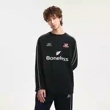 BONELESS Colorblock Loose Long Sleeve Tee Black