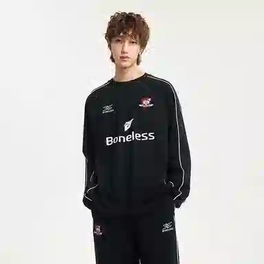 BONELESS Colorblock Loose Long Sleeve Tee Black