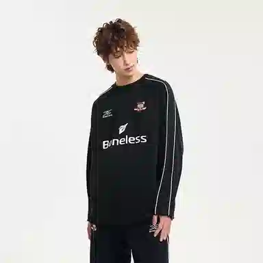 BONELESS Colorblock Loose Long Sleeve Tee Black