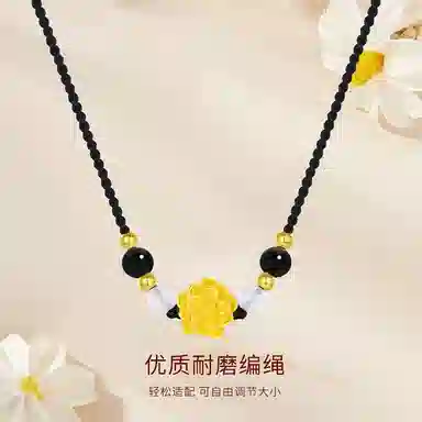 金师傅 好运莲莲 浪漫精致 时尚高级感小众设计气质 温柔优雅新中式锁骨链天然 白水晶 项链 男女同款情侣款